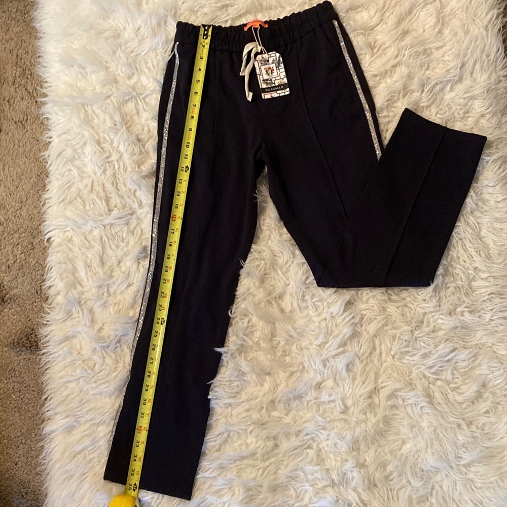 Vilagallo Black Joggers with Silver Side Stripes